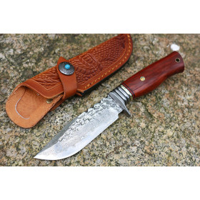 Damascus Steel Blade Handmade Copper Sandalwood Beautiful Survival Outdoor Camping Hunting Fixed Knife UD405295